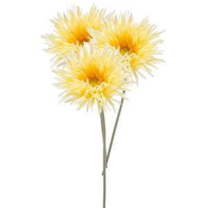 Emerald Kunstbloem Gerbera spider - 3x - 70 cm - zacht geel - Real Touch - kunst zijdebloemen -