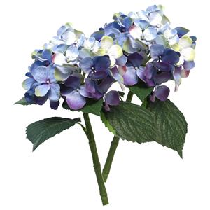 Bellatio Design Kunstbloem Hortensia tak - 5x - blauw - cm - losse steel - Kunst zijdebloemen - hydrangea -