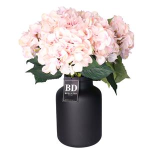 Bellatio Design Kunstbloem Hortensia tak - 5x - roze - cm - losse steel - Kunst zijdebloemen - hydrangea -