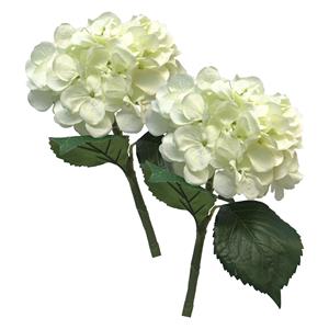 Bellatio Design Kunstbloem Hortensia tak - 5x - creme - cm - losse steel - Kunst zijdebloemen - hydrangea -