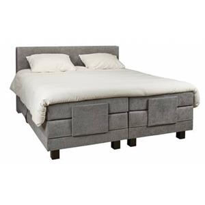 Woonexpress Boxspring Sevilla - Grijs - Textiel - 180x60x200cm (BxHxD)