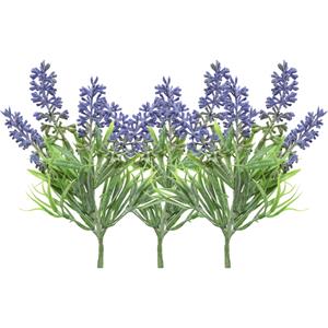 Everlands Kunstbloemen tak lavendel - 3x - paars - D7 x H26 cm -