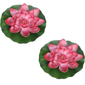 Merkloos 2x Rode drijvende kunst waterlelie bloemen 18 cm -