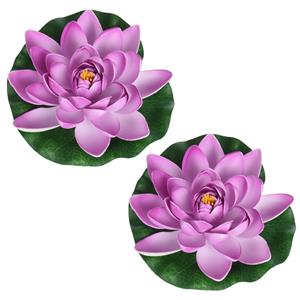 Merkloos 2x Lila paarse drijvende kunst waterlelie bloemen 18 cm -