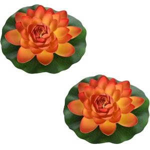 Merkloos 2x Oranje drijvende kunst waterlelie bloemen 18 cm -