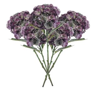 Emerald Kunstbloem Hortensia tak - 5x - 50 cm - groen/paars - kunst zijdebloemen - decoratie - hydrangea -