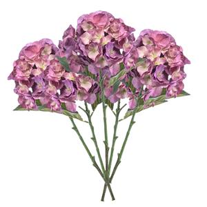 Emerald Kunstbloem Hortensia tak - 5x - 50 cm - lila paars - kunst zijdebloemen - decoratie - hydrangea -