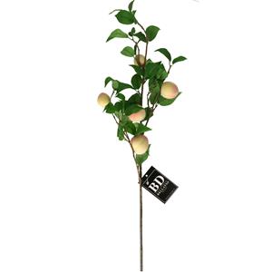 Bellatio Design Kunstbloem fruit tak Perzik - 76 cm - losse steel - kunst zijdebloemen -