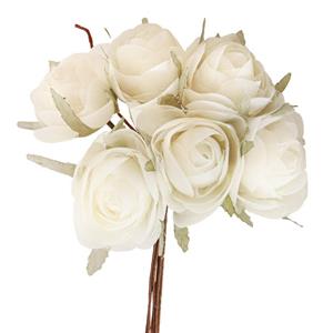 Chaks Ranonkel bruidsboeket kunstbloemen - 6x - ivoor wit - H19 cm -