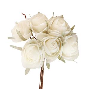 Chaks Ranonkel kunstbloemen boeket - 6x - ivoor wit - H19 cm -