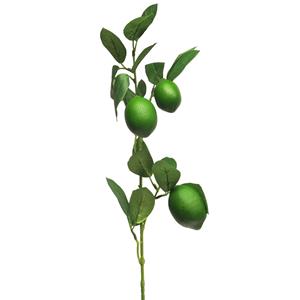 Bellatio Design Kunstbloem citrusfruit tak limoen - 74 cm - groen - losse steel - Kunst zijdebloemen -