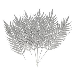 Othmar Decorations Decoratie takjes/bladeren - 6x stuks - zilver - 29 cm - kunsttakjes -