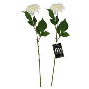 Bellatio Design Kunstbloem Dahlia - 2x - 50 cm - creme wit - kunst zijdebloemen -