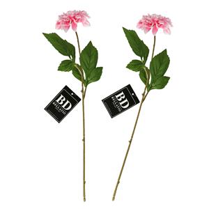 Bellatio Design Kunstbloem Dahlia - 2x - 50 cm - lichtroze - kunst zijdebloemen -