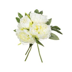 Atmosphera boeket van pioenrozen kunstbloemen - ivoor wit - hoogte 30 cm - witte bloemen -