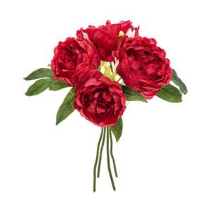 Atmosphera boeket van pioenrozen kunstbloemen - rood - hoogte 30 cm - rode bloemen -