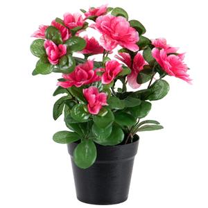 Louis Maes Azalea Kunstbloemen - in pot - rood/roze - H25 cm -