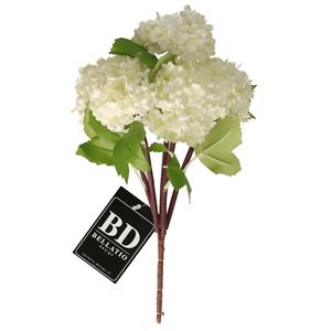 Bellatio Design Kunstbloem Viburnum/sneeuwbal - 30 cm - creme - losse steel - kunst zijdebloemen -