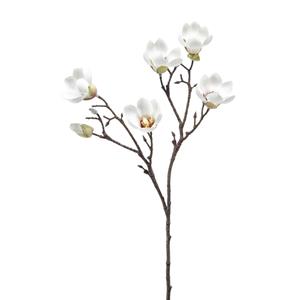 Emerald Kunstbloem Magnolia tak - 65 cm - creme wit - Kunst zijdebloemen -