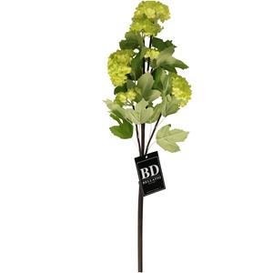 Bellatio Design Kunstbloem Viburnum/sneeuwbal Roseum - 60 cm - groen - losse steel - kunst zijdebloemen -
