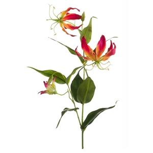 Bellatio flowers & plants Gloriosa/Klimlelie kunstbloemen/kunstplanten - rood/geel - 75 cm -