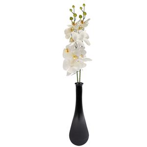 Bellatio Design Kunstbloem Orchidee Milan - 2x - creme - 78 cm - losse steel - kunst zijdebloem - Phalaenopsis -