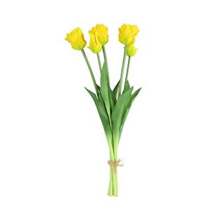 Countryfield Kunst tulpen boeket - 5x stuks - geel - real touch - cm -