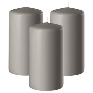 Enlightening Candles Cilinder/stompkaars - 3x - zand/grijs - D6 x H15 cm - branduur -