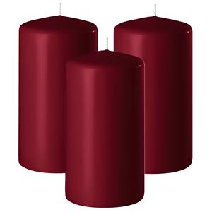 Enlightening Candles Cilinder/stompkaars - 3x - bordeaux rood - D6 x H15 cm - branduur -