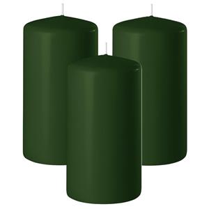 Enlightening Candles Cilinder/stompkaars - 3x - donkergroen - D6 x H15 cm - branduur -