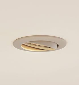 PRIOS plafond inbouwlamp Fibur, beige, aluminium, Ø 8,2 cm