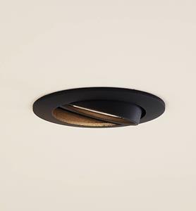 PRIOS plafond inbouwlamp Fibur, zwart, aluminium, Ø 8,2 cm