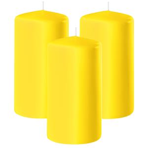 Enlightening Candles Cilinder/stompkaars - 3x - geel - D6 x H15 cm - branduur -