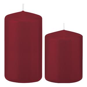 Trend Candles Stompkaarsen set van 4x stuks bordeaux rood 8 en 12 cm -