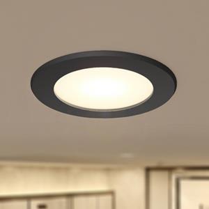 PRIOS LED inbouwspot Rida, zwart, Ø 10 cm, CCT, IP44