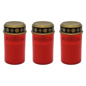 TopTen Grafkaars/gedenklicht - 3x - LED licht - rood - D6,8 x 12,3 cm -