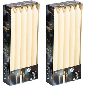 SPAAS Dinerkaarsen ivoorwit - 20x stuks - 24 cm - 8 branduren - lange kaarsen -