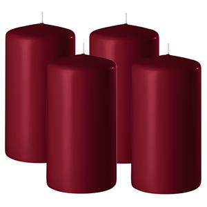 Enlightening Candles Cilinder/stompkaars - 4x - bordeaux rood - D8 x H12 cm - 45 branduur -