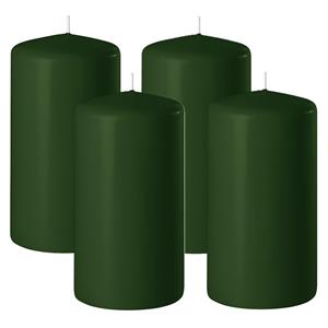 Enlightening Candles Cilinder/stompkaars - 4x - donkergroen - D8 x H12 cm - 45 branduur -