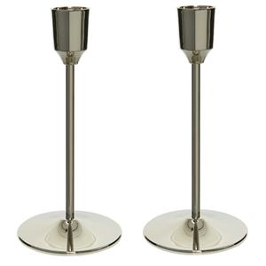 Decoris Set van 3x stuks luxe diner kaarsen staande kandelaar aluminium kleur zilver 20 cm -