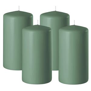 Enlightening Candles Cilinder/stompkaars - 4x - groen - D8 x H12 cm - 45 branduur -