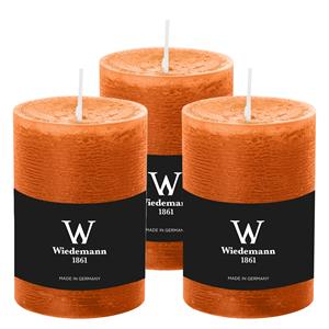 Wiedemann Cilinderkaars/stompkaars - 3x - rustieke kaars - cognac bruin - 7 x 10 cm - 43 branduren -
