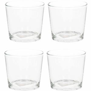 Merkloos Theelichthouder - 12x - 10 x 9 cm - glas - waxinelichthouder - kaarsenhouder -