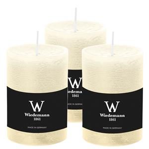 Wiedemann Cilinderkaars/stompkaars - 3x - rustieke kaars - ivoorwit - 7 x 10 cm - 43 branduren -