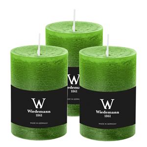 Wiedemann Cilinderkaars/stompkaars - 3x - rustieke kaars - lichtgroen - 7 x 10 cm - 43 branduren -
