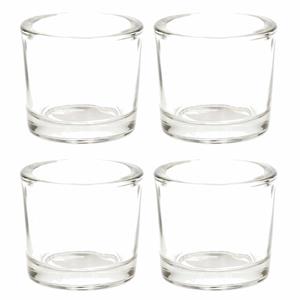 Merkloos Glazen theelichten/waxinelicht kaarsenhouders - 15x - 6,5 x 6 cm - transparant -