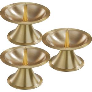 Trend Candles Luxe kaarsenhouder voor stompkaarsen - 3x - goud - metaal - voor kaarsen van 5-6 cm -