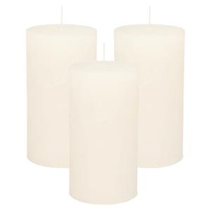 Merkloos Stompkaars/cilinderkaars - 3x - wit - 7 x 13 cm - rustiek model -
