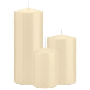 Trend Candles Stompkaarsen set van 3x stuks creme wit 12-15-20 cm -