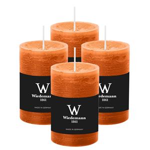 Wiedemann Cilinderkaars/stompkaars - 4x - rustieke kaars - cognac - 6 x 9 cm - 30 branduren -